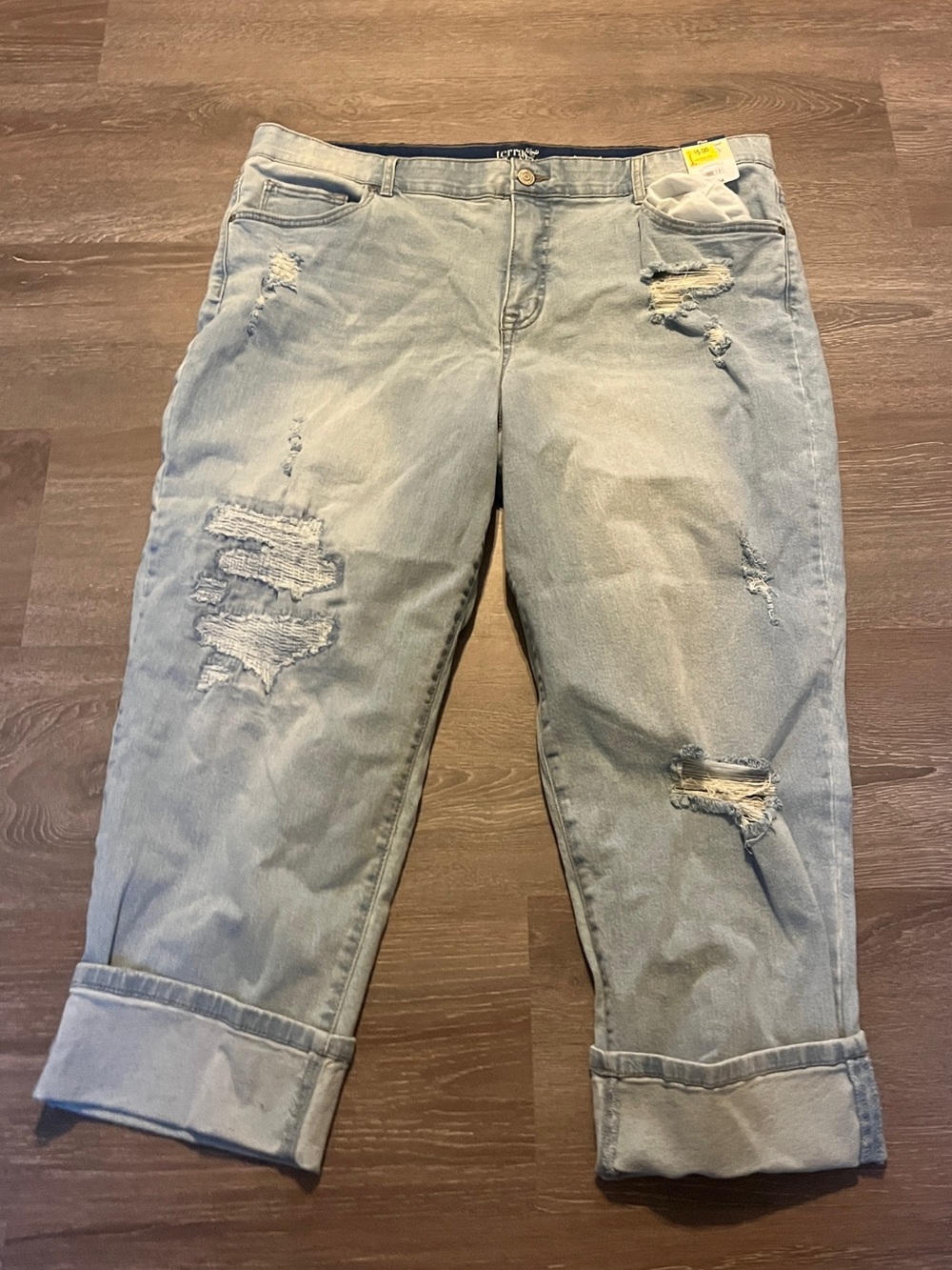 Terra & Sky Light Blue Distressed Boyfriend Jeans 20w